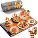 Warming Mat for Food | Max Temp 248℉,Fast Full-Surface Food Warmer with 8-Level Adjustable and Timer,Roll-Up & Portable Silicone Food Heating Pad with Child Lock,Electric Warming Tray for Buffet Party