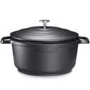 INSETFY Large Dutch Oven Pot with Lid-7.5QT Cast Aluminum Oven Pot with Two Handles Lightweight for Bread Baking Braising and Roasting(Black)