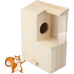 1 Set Large Squirrel Nesting Box Wooden Squirrel Family House for Outside with Screws Pine with Coating Hanging Winter House for Outdoor Garden Shelter Breeding Living, 15 x11 x 6