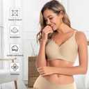 Womens Seamless Bras No Underwire Supportive Wireless Push Up Full Coverage Bralette Comfort Scalloped T-Shirt Bra (Small, Skin Color)
