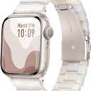 Resin Band for Apple Watch Bands 42mm 41mm 40mm 38mm, fit Apple Watch Bands for Women, iWatch Bands for Women, Strap for Apple Watch Series 11 10 9 SE 8 7 6 5 4 3 2-Cream White