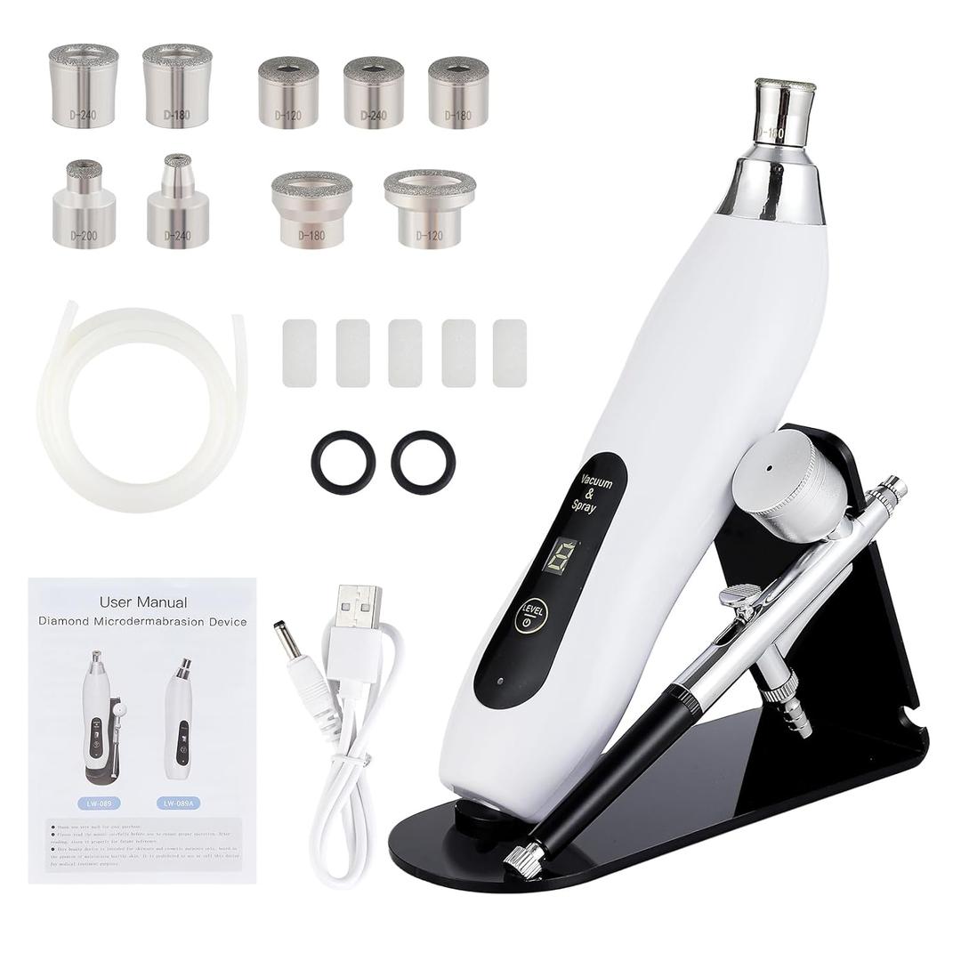 Diamond Microdermabrasion Machine, 7 Suction Modes Professional Microdermabrasion Machine with Airbrush, Blackhead Remover Facial Dermabrasion Device for Salon Personal Home Travel Use