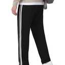 Safort Men's 30"/32"/34" Track Pants Wide Leg Sweatpants Zipper Pockets Loose Sweatpants Athletic Workout 30'', Black, XL (Black, XL)