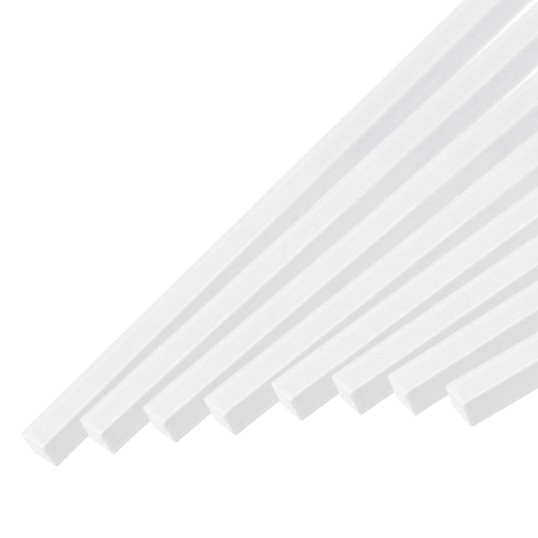 MECCANIXITY 6Pcs ABS Plastic Rod Square Solid Bar 1/4" x 20" White Smooth Plastic Tube Rods for Handwork Model Material, DIY Sand Table, Architectural Model Making