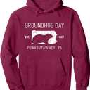 Retro Vintage Groundhog Day Punxsutawney PA Distressed Pullover Hoodie, L