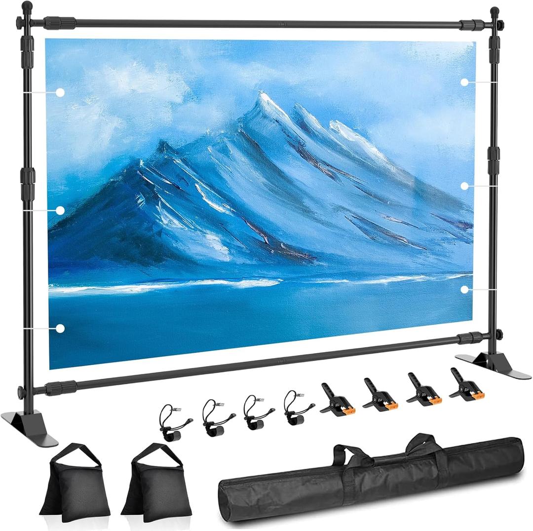Adjustable Photo Backdrop Banner Stand, 10 X 8ft Step and Repeat Stand with Telescopic Tube for Trade Show, Photography Back Drop Background Frame for Party, Wedding, Display, Photo Booth