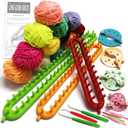 UCDRMA Knitting Loom Kit 19PC Scarf Loom Knitting Kit for Beginners, Quick Loom Knitting for Beginners Adult/Kids Contain Instructions, Pom Pom Maker and Yarn for Crochet Blanket Kit