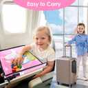 Kids Tray Table Cover, Airplane Tray Cover with Pockets, Airplane Travel Essentials for Kids, Portable Airplane Must Haves for Toddler on Plane or Train and Flying Supplies (Pink)