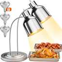 PYY Commercial Food Warmer - 2-Head Electric Heating Lamp, 500W Stainless Steel Catering Food Warming Lamp for Restaurant Kitchen, Cafeteria (Sliver)