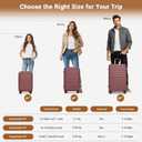 Kono Expandable 24 Inch Luggage with Spinner Wheels, Medium Checked Luggage with Lock, Lightweight & Anti-Scratch PC+ABS Hardshell Travel Suitcase, Burgundy/Brown