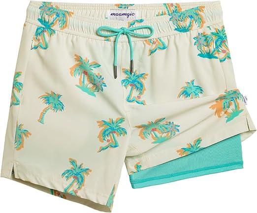 maamgic 5inch Mens Swim Trunks with Compression Liner 2-in-1 Swimming Shorts Stretch Quick Dry with Zipper Pockets XL