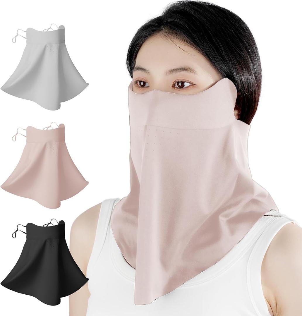UV Sun Protection Face Mask with Neck Coverage UPF 50+ Face Shield Breathable Design for Summer Outdoor Activities (Pink)