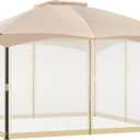 COWVIE Gazebo Replacement Netting Screen, 10' x 13' Universal Gazebo 4-Panel Mosquito Sidewalls with Double Zippers for Outdoor Patio (Only Netting)