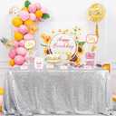QueenDream Sequin Tablecloth 60x102 Inch Silver Tablecloth Christmas Glitter Tablecloth 6ft for Baby Shower Party Christmas Decorations