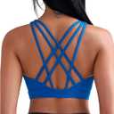 RUNNING GIRL Sports Bras for Women, Medium-High Impact Running Strappy Sports Bra with Removable Pads (X-Large, Royal Blue)