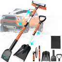 43.3'' Snow Shovel & Snow Brush with Ice Scrapers for Car Windshield,5-in-1 Extendable Thicken Aluminum Tube,180 Pivoting Brush Head & Foam Grip for Christmas, Cars, Trucks, SUVs, Vehicle(Orange