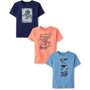 The Children's Place, Boys, Gamer, Sports Short Sleeve Graphic T-Shirts, 3 Pack, We Roll!/ Dino/ Skateboarder, Small