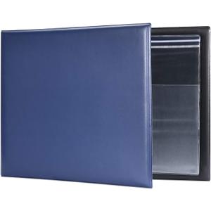 7 Ring Business Check Book Binder, 600 Checks Capacity for 9" x 13" Sheets, PU Leather Checkbook Holder with Zip Pouch [Dark Blue]