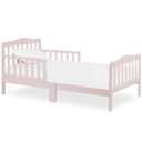 Dream On Me Classic Design Toddler Bed in Pink, Low-to-Floor Wooden Bed with Safety Rails, GREENGUARD Gold & BSA Certified, Non-Toxic Finish