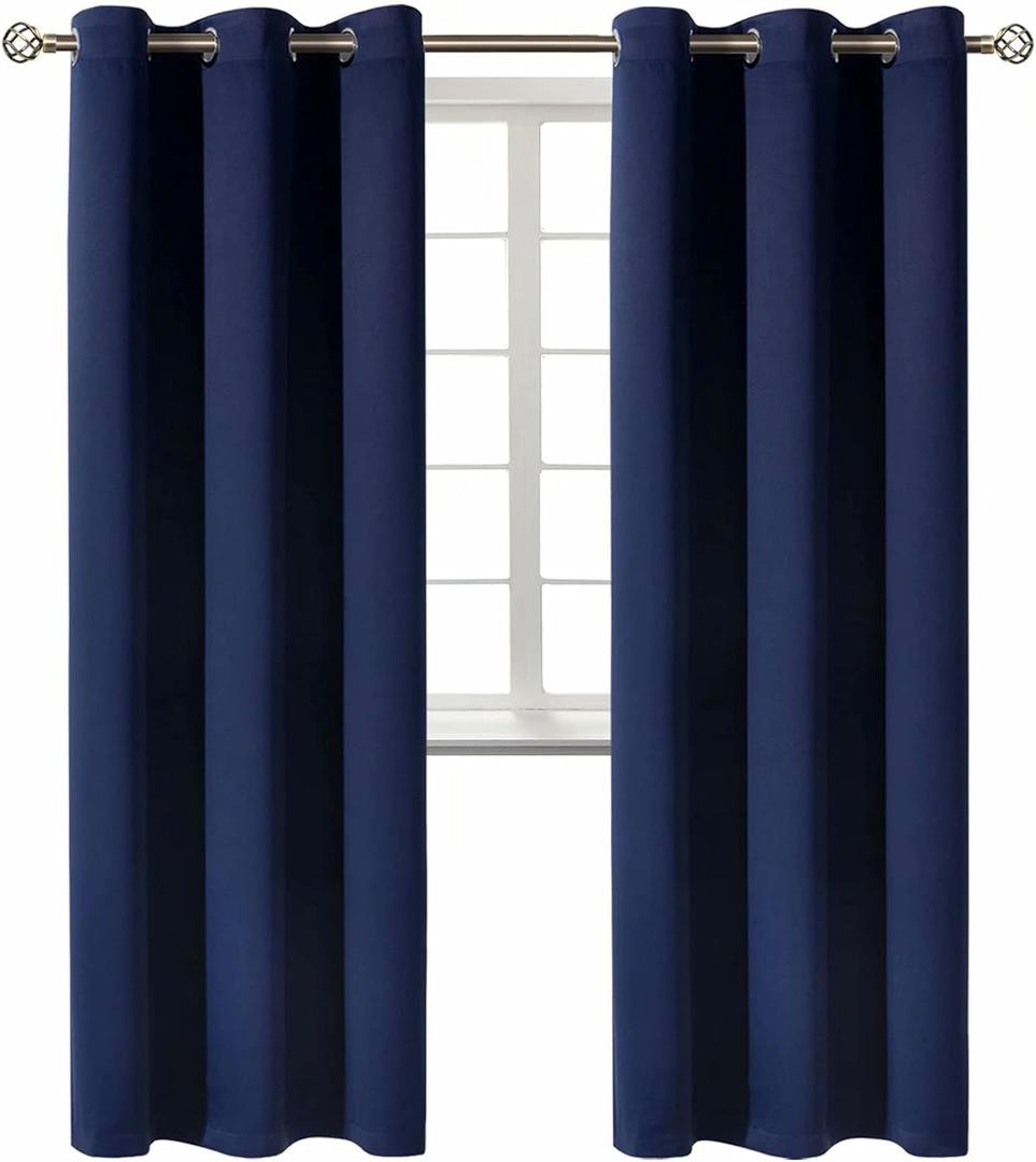 BGment Blackout Curtains 84 inches Long - Grommet Thermal Insulated Room Darkening Window Curtains for Bedroom, Set of 2 Panels (42 x 84 Inch, Navy Blue)