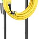 TomCare Garden Hose Holder Upgraded Heavy Duty Metal Water Hose Holder Holds 160 FT Hoses Sturdy Hose Reel with 2 Tool Hooks Freestanding Outdoor Hoses Storage Hanger for Outside Yard Lawn, Black
