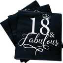 UojlvlrFabulous18th Birthday Napkins 50pcs silver 18th Birthday Celebration Party Decoration Napkins Black 18th Birthday Decoration Men's and Women's Party Supplies Black silver Foil Cocktail Napkins