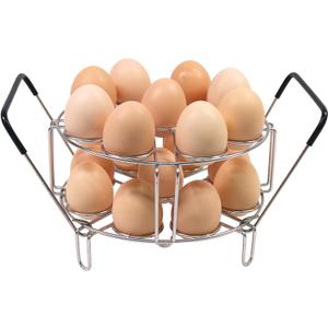Stackable Egg Steamer Rack, BiaoGan Egg Cooking Rack with Heat Resistant Silicone Handles Compatible with Instant Pot Accessories 6,8 Quart, 18 Eggs Multipurpose Steamer Rack Trivet