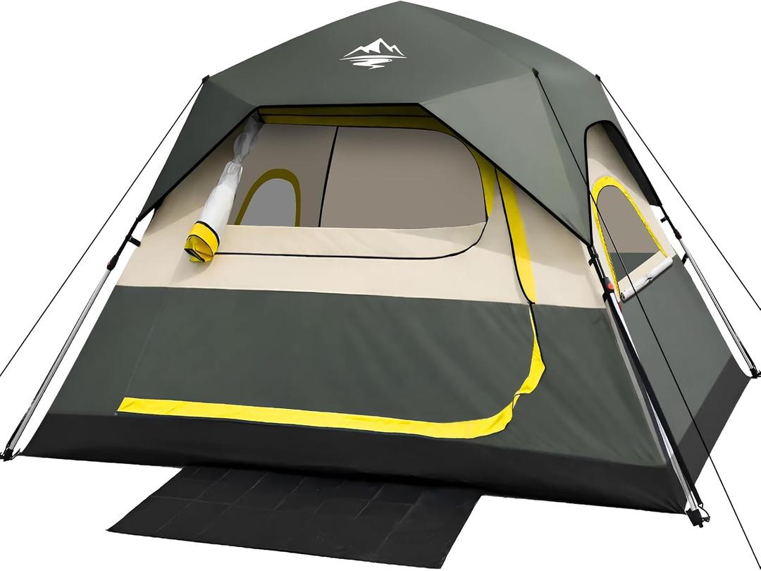 Tent 4 Person Tents for Camping - Instant Cabin Tent Setup in 50 Seconds with Rainfly & Windproof, Portable Pop Up Tents with Carry Bag for Family Outdoor Camping & Hiking