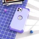IDweel for iPhone 11 Pro Max Case with Tempered Glass, Hybrid 3 in 1 Shockproof Slim Heavy Duty Protection Hard PC Cover Soft Silicone Bumper Full Body Case for iPhone 11 Pro Max 6.5",Purple