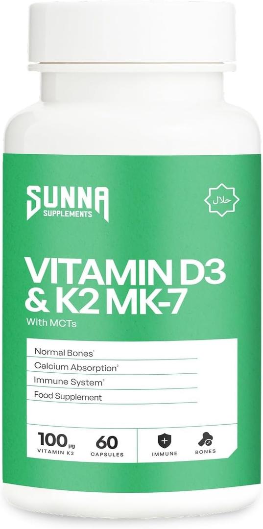 SUNNA SUPPLEMENTS Vitamin D3 & K2 60's (150ml White), EXP: Feb 2029