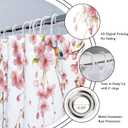 Riyidecor Pink Cherry Blossom Shower Curtain for Bathroom Decor 72Wx72H Asian Weeping Flower Birds Butterfly Japanese Sakura Floral Cute Art Printed Fabric Polyester Waterproof 12 Pack Metal Hooks