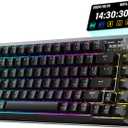 Redragon K708 Wireless Mechanical Keyboard with Screen, Volume Knob & Pre-Lubed Switches - Tri-Mode (Bluetooth/2.4G/USB-C) RGB Gasket Gaming Keyboard, Hot Swappable, 4000mAh Battery for PC, Mac, etc.