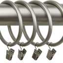 Rod Desyne 1931-15 2-1/2" Curtain Rings with Clip, Satin Nickel (6"x4"x4")