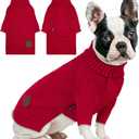 cyeollo Warm Small Dog Christmas Sweater, Knit Cold Weather Doggy Sweaters for Small Dogs Girl Pullover Winter Dog Clothes with Turtleneck for Indoor & Outdoor Wear, Red M