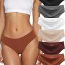 Kiqnsam Seamless Underwear for Women No Show Hipster Bikini Panties Low Rise Cheeky Breathable Soft Invisible Briefs 6 Pack Medium