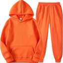 Mens Sweatsuits 2 Piece Set Cotton Tracksuit Hoodies and Sweapants Set with Pockets Fleece Jogging Suits Plus Size Sweat Suit, Orange, M