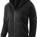 Boy's Zip Up Hoodie Heavyweight Winter Sweatshirt Fleece Sherpa Lined Warm Jacket,  Color: Black Camouflage, size 14-16