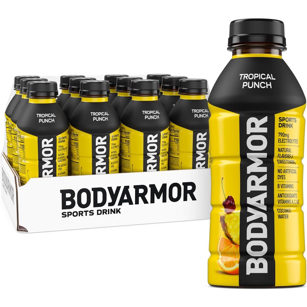 BODYARMOR Sports Drink, Tropical Punch, Electrolyte Drink Hydration, 16 Fl Oz Bottles (12 Pack), Flavored Coconut Water with B Vitamins & Antioxidants (EXP 11/06/26)