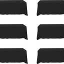 BRILLMAX 6 Pack Black Tablecloths 90 x 132 Inch for 6ft Rectangle Tables - 150 GSM Polyester Fabric, Floor Length Drop, Water, Stain & Wrinkle Resistant Cloth Cover for Wedding Reception Banquet