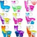 30 Packs Rainbow Bulk Cute Llamas Alpaca Mini Pop Fidget Keychain Bubble Gift for Adult Boy Girl Kids Easter Party Favors , Stress Relief Students Classroom Prize Supplies