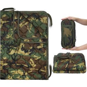 Mirzoyan Woobie Blanket, Military Poncho Liner Camo Insulated Camping Woobie Blanket for Outdoor Hiking Survival Hunting (Green-woodland)