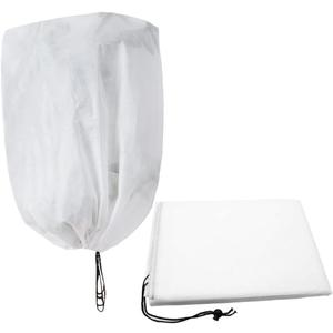 2pcs Plant Freeze Cover Drawstring Frost Bags for Plants Non-Woven Fabric Protective Covers for Outdoor Use