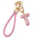 HAISWET Pu Letter Letter T Keychains for Women Initial Key Ring Crystal Pink Keychain Accessories