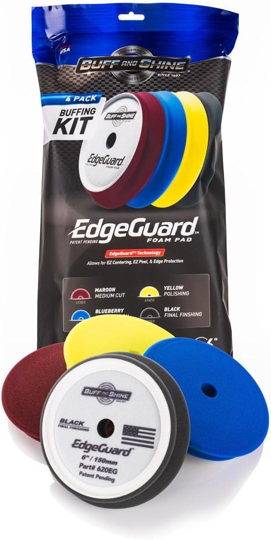 Buff and Shine - EdgeGuard Foam Buffing Kit - Multicolor - 6" - Pack of 4