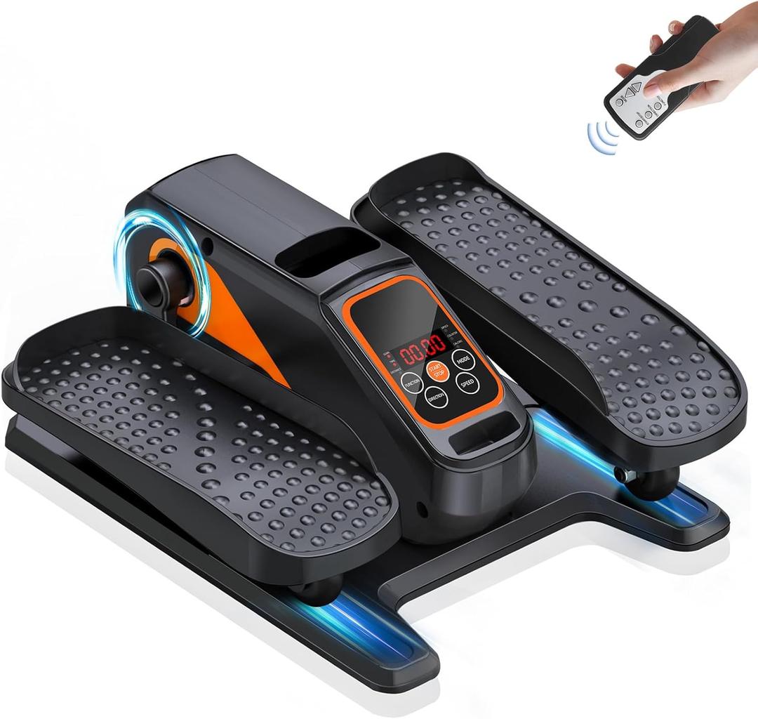 Under Desk Elliptical Machine, Electric Ellipse Leg Exerciser While Sitting for Seniors Adults, Quiet & Portable Electric Seated Pedal Exerciser with Remote Control, 15 Adjustable Speeds, 5 Auto Modes (Black)