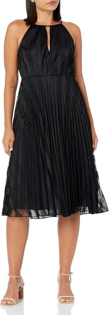 Theory Women's Pleated Midi Dress in Mod Lace (6, Black)