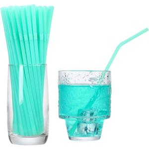 2 x YAOSHENG 200pcs Green Straw 8.28" x 0.23"Solid Colors Flexible Drinking Straws, Plastic Disposable Bendy Straws (green)