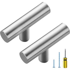 Ravinte 10 Pack Brushed Nickel T Bar Cabinet Knobs 2 Inch Dresser Knobs Silver Single Hole Drawer Knobs Cabinet Handles