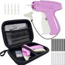 Mini Stitch Gun for Clothes - Quick Clothing Fixer - Handheld Fine Stitch Gun - Micro Tagging Gun Kit Includes 1000 Black Fasteners & 1000 White Fasteners, 6 Needle and Hard Case (Pink)