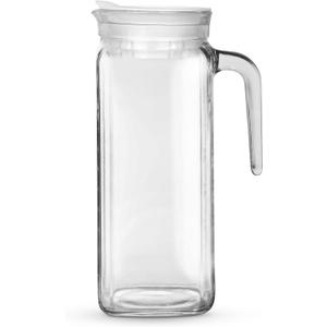 Amici Home Italian Igloo Quadra Glass Pitcher with Lid and Spout | 34 Ounce | Clear Glass Water Pitcher for Refrigerator | Carafe for Iced Tea, Juice, Milk, Cold Brew and Mimosa Bar